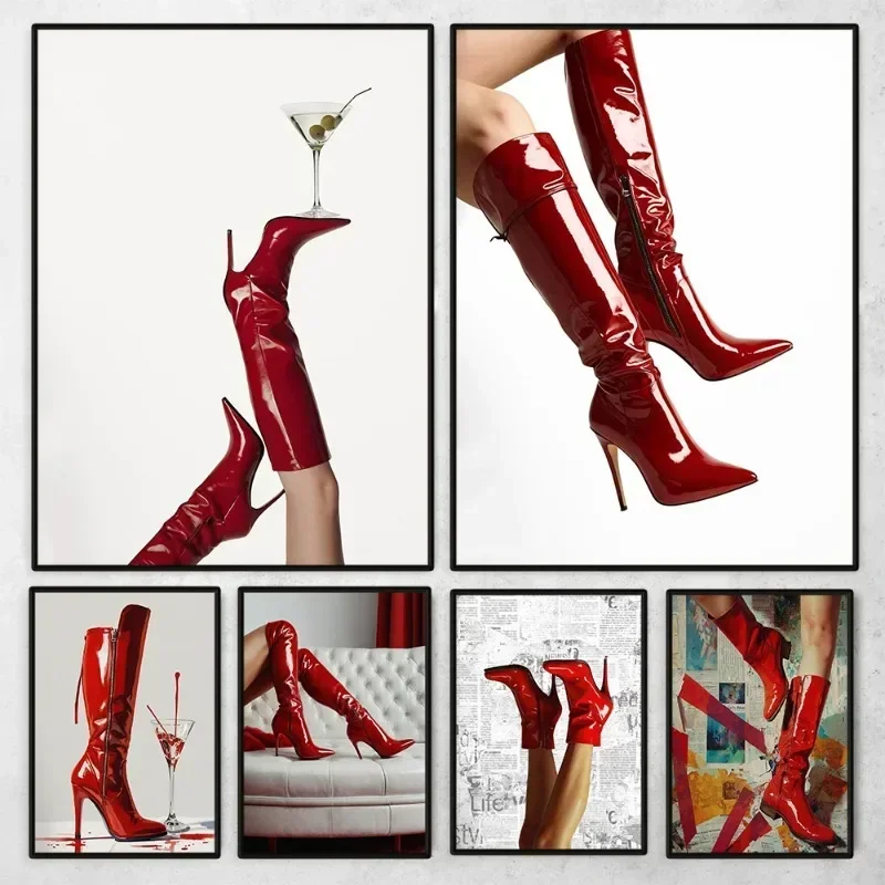 Red Boots Sexy Woman Poster Re - Women'S Fashion Magazine 评论和价格