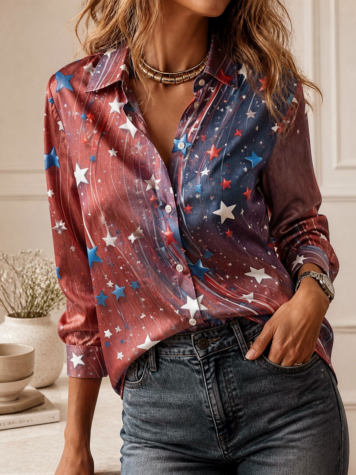 Elegant Long Sleeve Collared T - Women Top Fashion 评论和价格