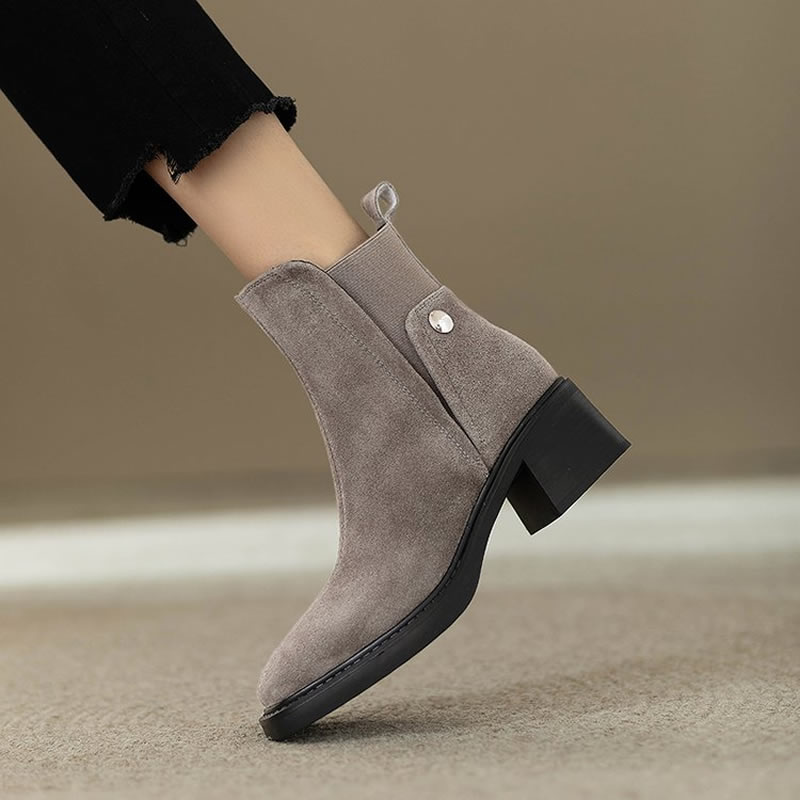 Suede Women Chunky Ankle Boots - Women'S Fashion Trends Autumn 2025 评论和价格