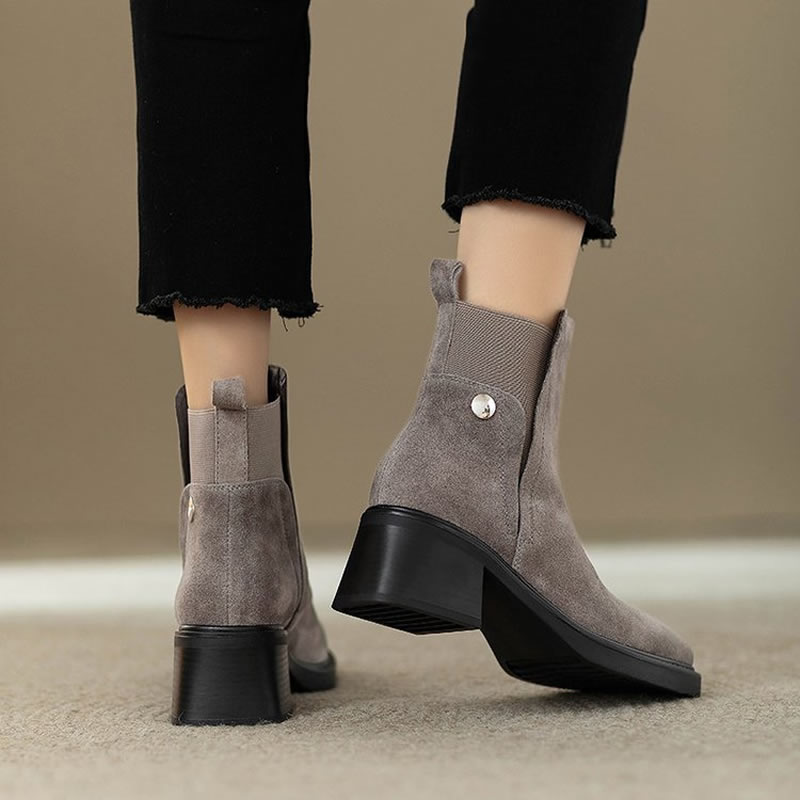 Suede Women Chunky Ankle Boots - Women'S Fashion Trends Autumn 2025 评论和价格