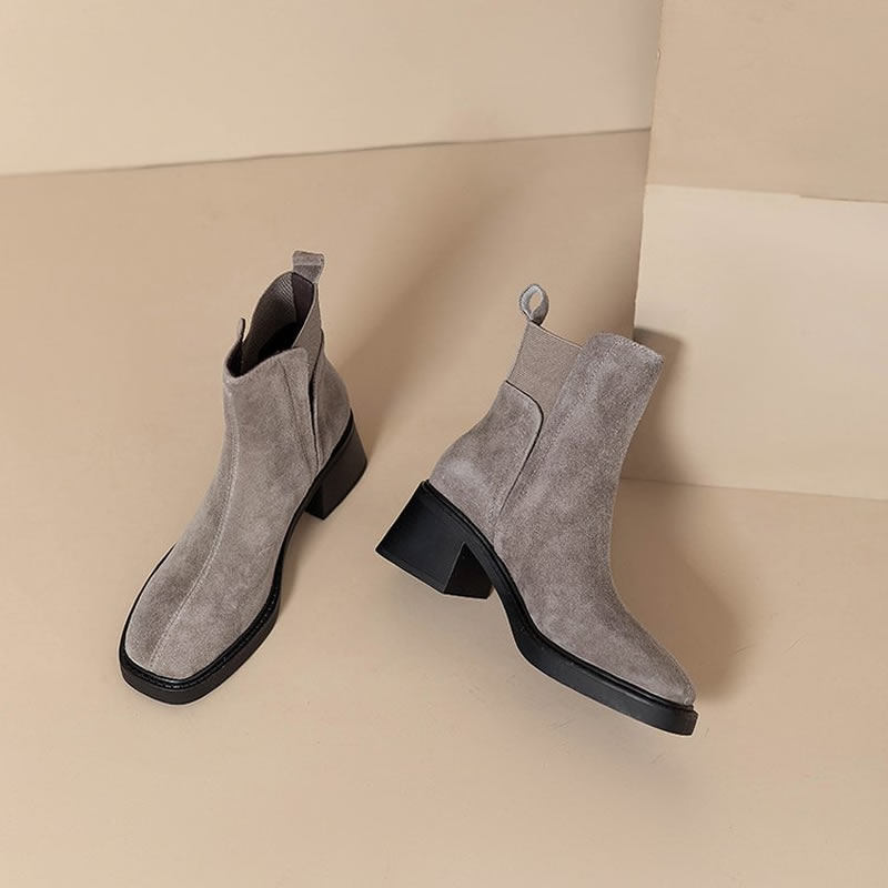 Suede Women Chunky Ankle Boots - Women'S Fashion Trends Autumn 2025 评论和价格