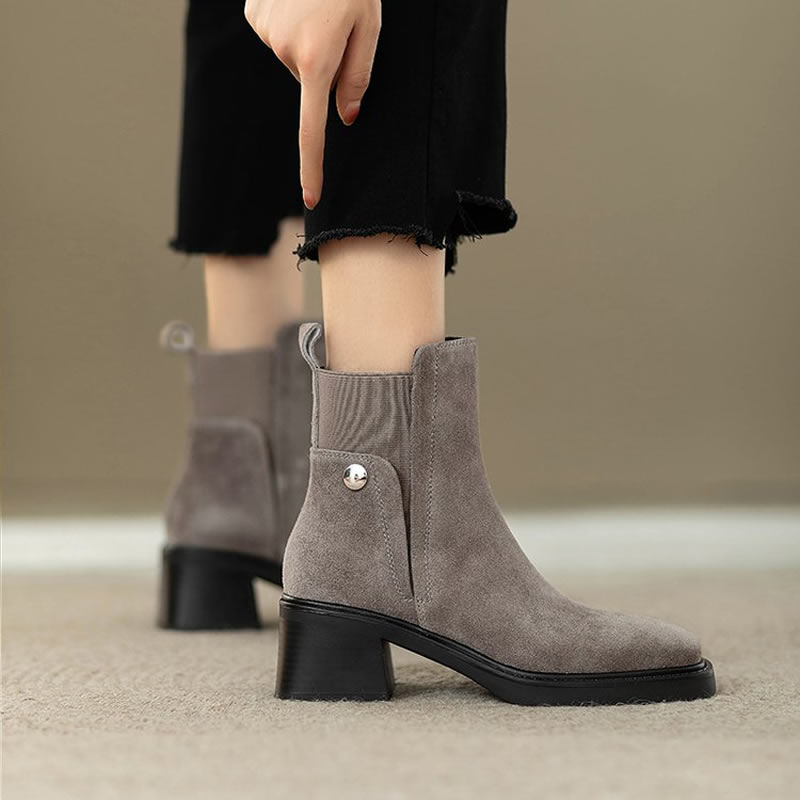 Suede Women Chunky Ankle Boots - Women'S Fashion Trends Autumn 2025 评论和价格