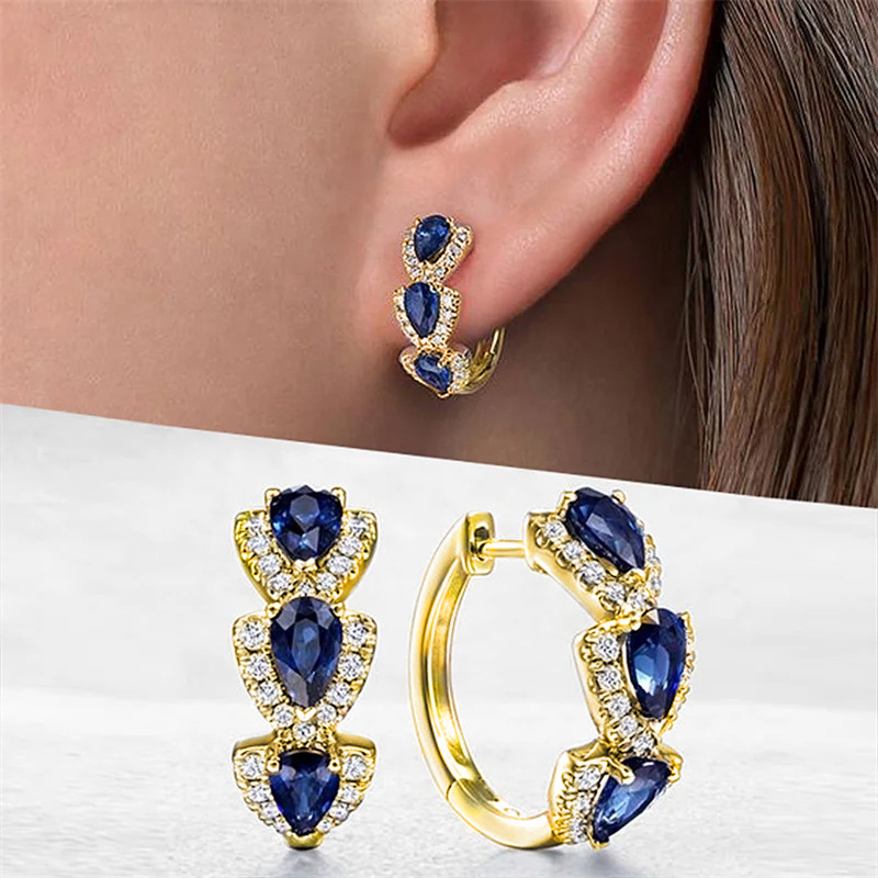 New Klein Blue Zircon Hoop Ear - Women'S Fashion Magazine 评论和价格
