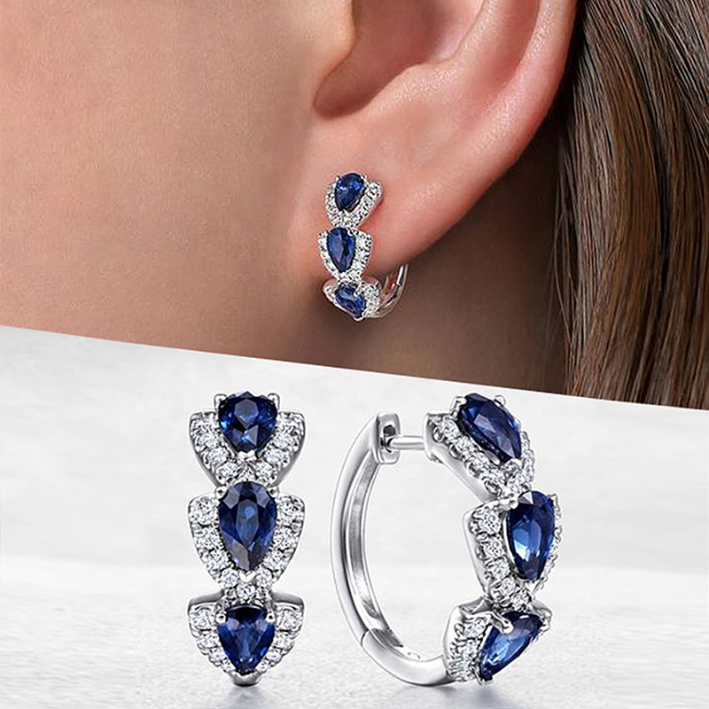 New Klein Blue Zircon Hoop Ear - Women'S Fashion Magazine 评论和价格