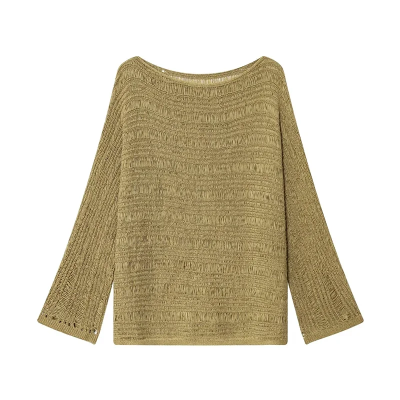 Vintage Boat Neck Knit Sweater - Women Top Fashion 评论和价格