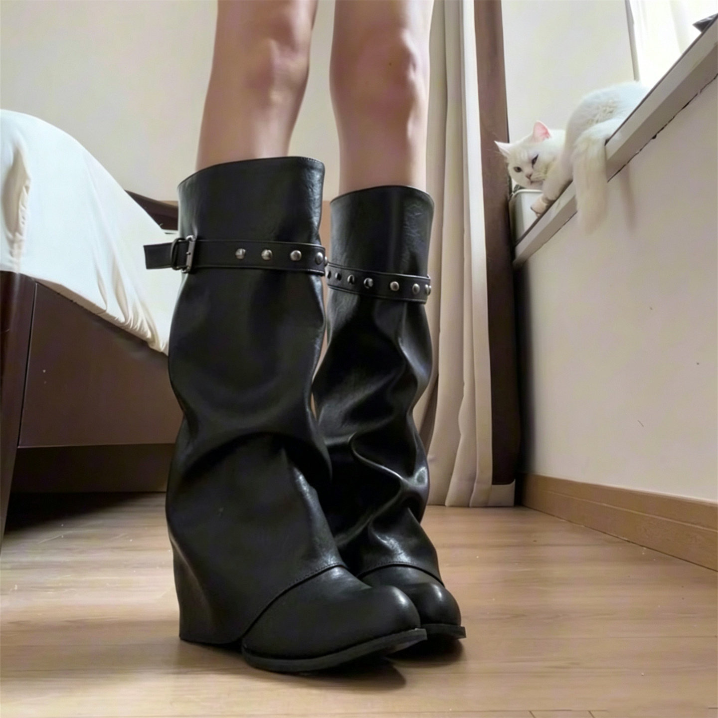 Fashion Rivet Buckle Strap 202 - Women'S Fashion Trousers 评论和价格