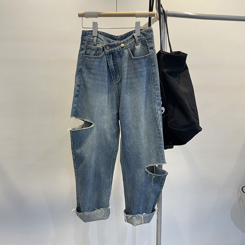 Summer Women Ripped Jeans High - Women'S Fashion Trousers 评论和价格