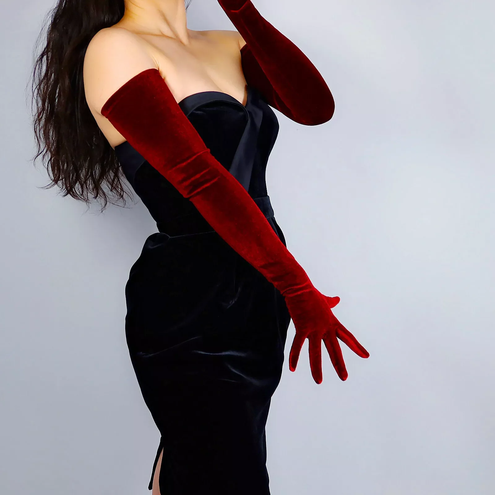 Burgundy Super Long Velvet Glo - Women'S Fashion In 1920 评论和价格