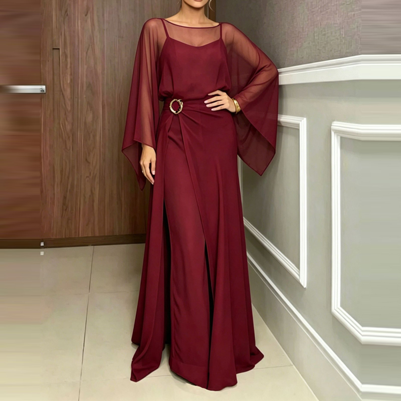 Elegant O-neck Cover Up Playsu - Women'S Fashion Vintage Off Shoulder Long Sleeve Jumpsuit 评论和价格
