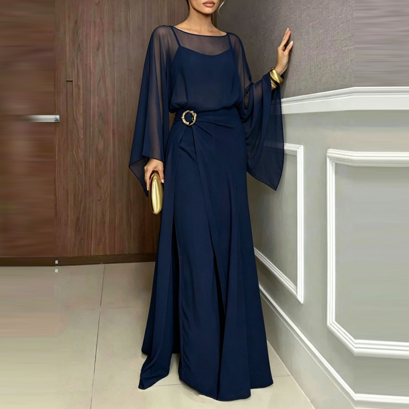Elegant O-neck Cover Up Playsu - Women'S Fashion Vintage Off Shoulder Long Sleeve Jumpsuit 评论和价格