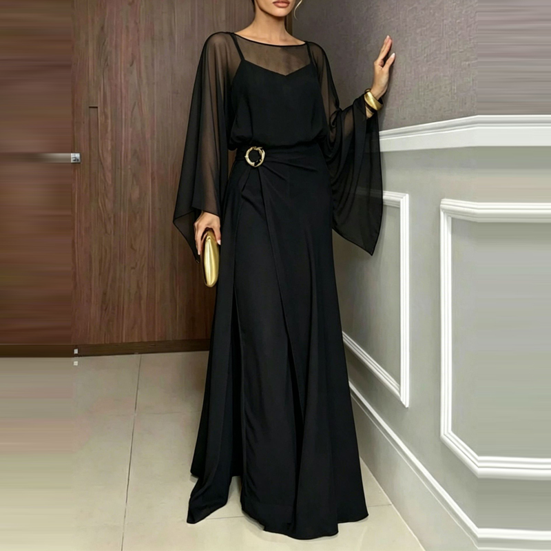 Elegant O-neck Cover Up Playsu - Women'S Fashion Vintage Off Shoulder Long Sleeve Jumpsuit 评论和价格