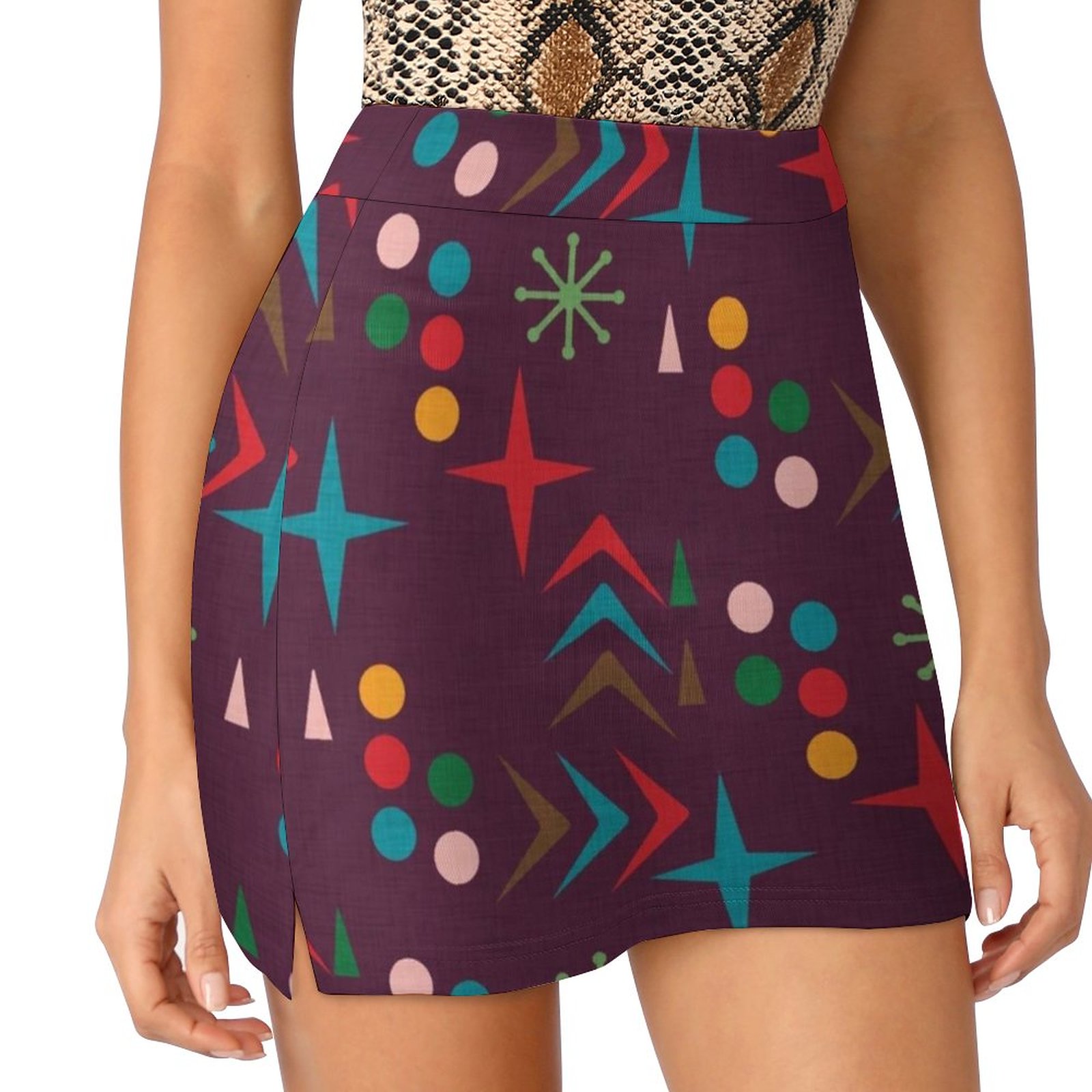 Atomic Pattern Purple Mid Cent - Women'S Fashion In The 50S 评论和价格