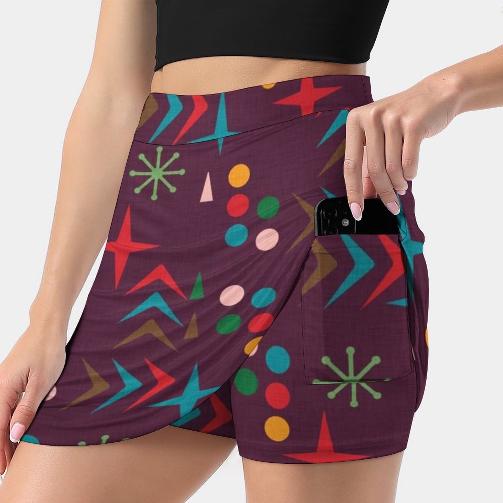 Atomic Pattern Purple Mid Cent - Women'S Fashion In The 50S 评论和价格
