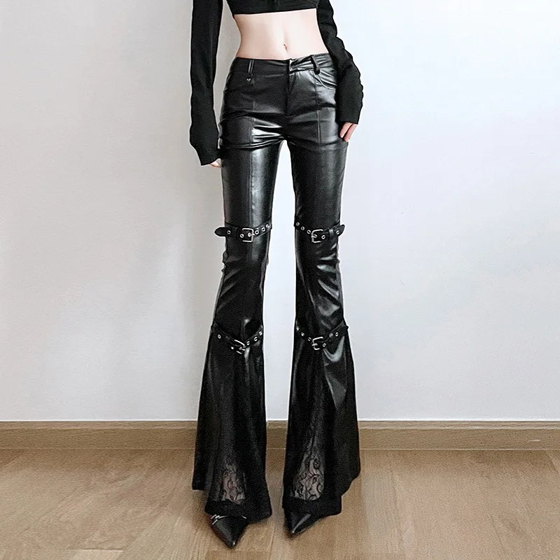 Women's PU Leather Flare Pants - Women'S Fashion Trousers 评论和价格
