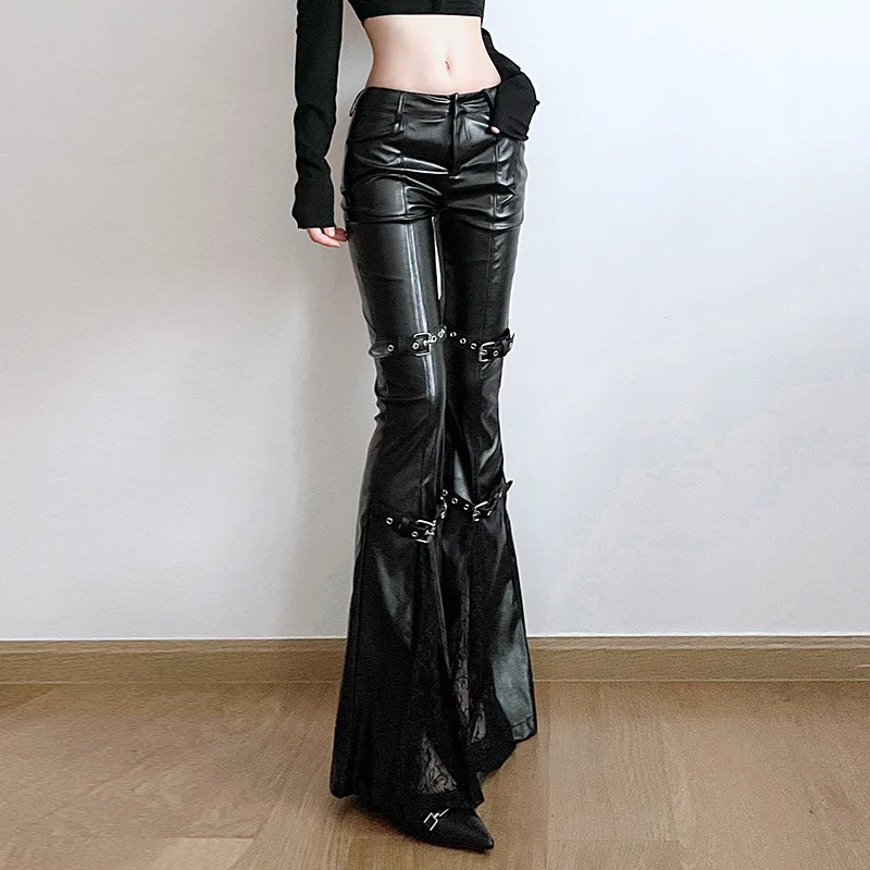 Women's PU Leather Flare Pants - Women'S Fashion Trousers 评论和价格