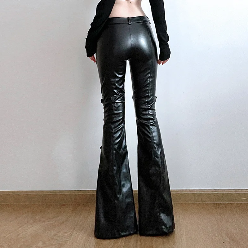 Women's PU Leather Flare Pants - Women'S Fashion Trousers 评论和价格