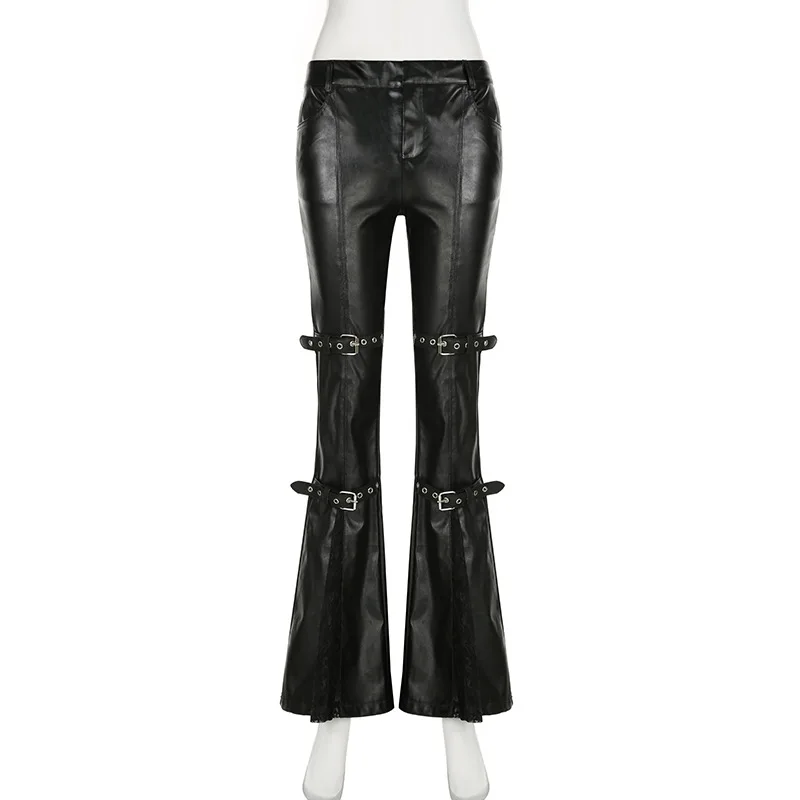 Women's PU Leather Flare Pants - Women'S Fashion Trousers 评论和价格